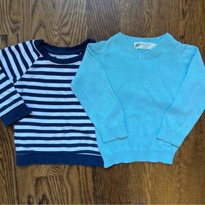 Monica & Andy Set of Sweaters - turquoise and navy stripes